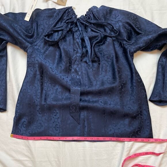jonathan Simkhai Silk Long Sleeve Top in Navy, size S - NWT - Picture 12 of 14
